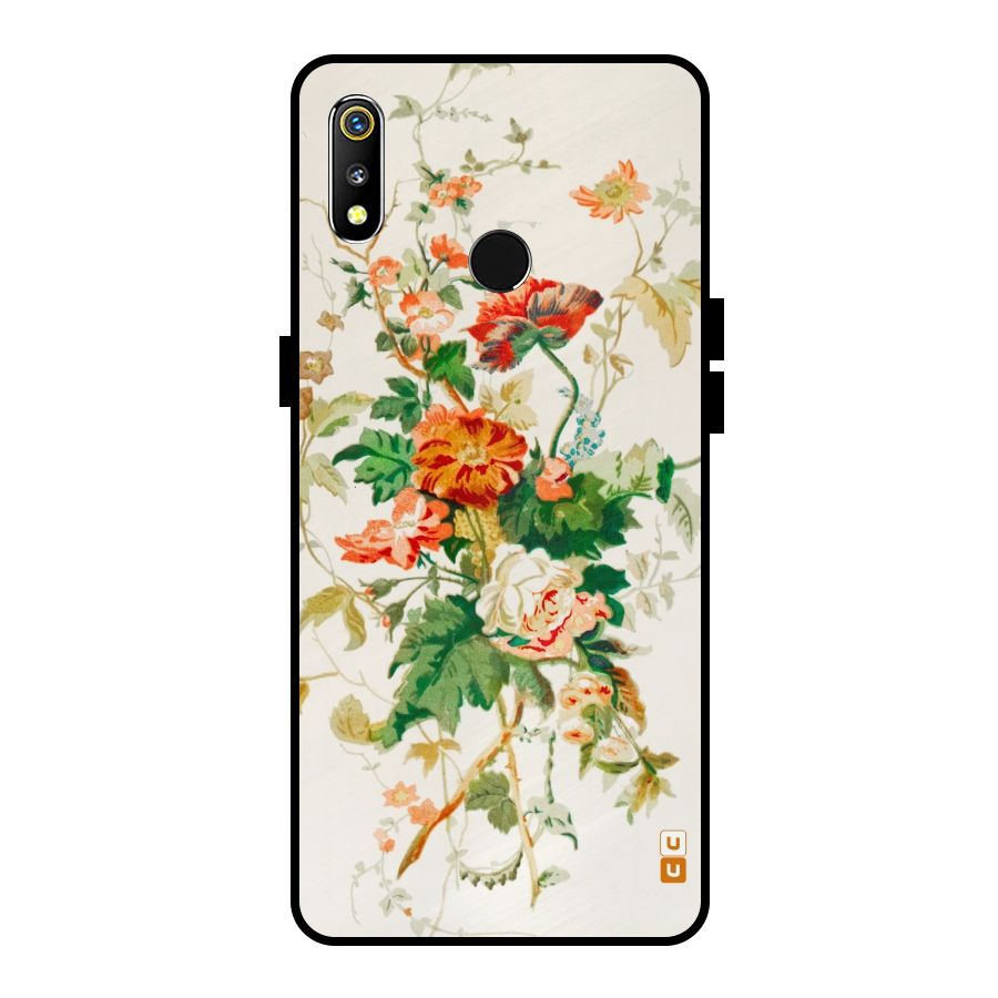 Summer Floral Metal Back Case for Realme 3i