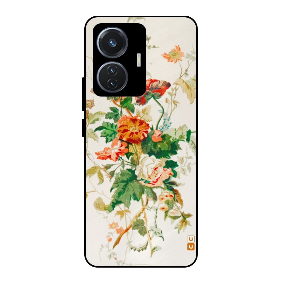 Summer Floral Metal Back Case for Vivo T1 44W