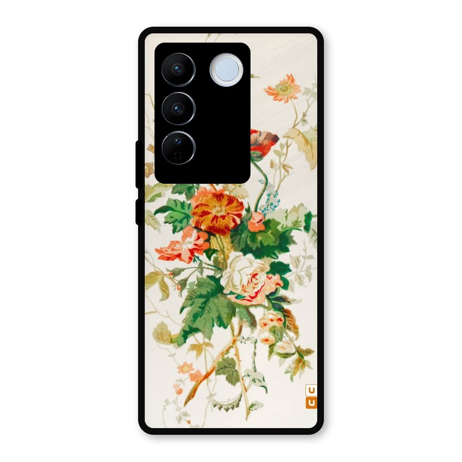 Summer Floral Metal Back Case for Vivo V27