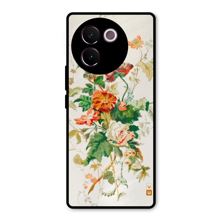 Summer Floral Metal Back Case for Vivo V30e