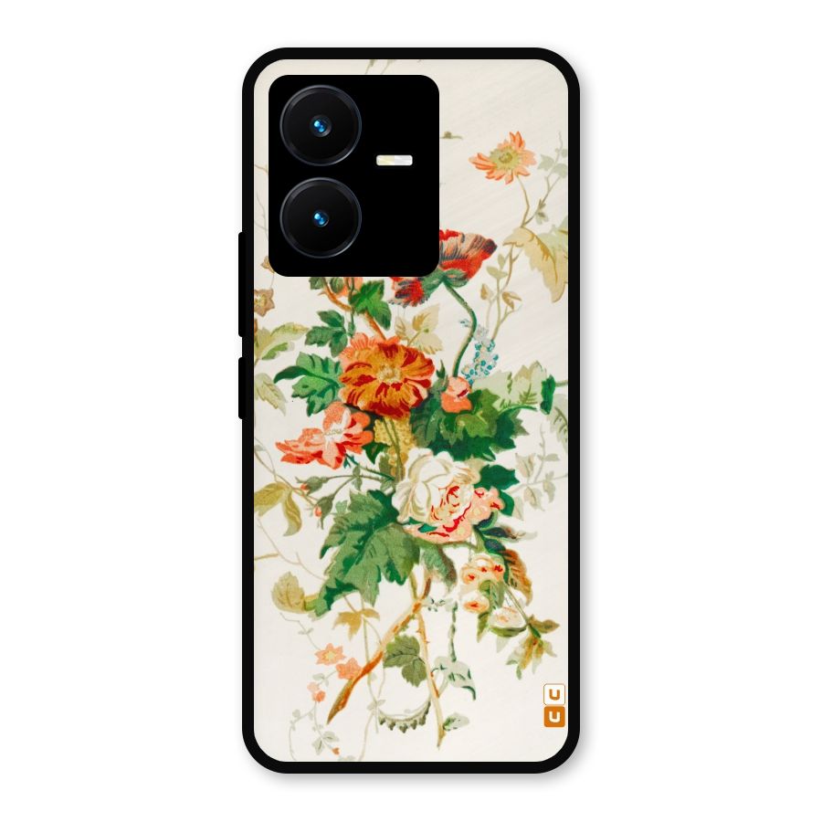 Summer Floral Metal Back Case for Vivo Y22
