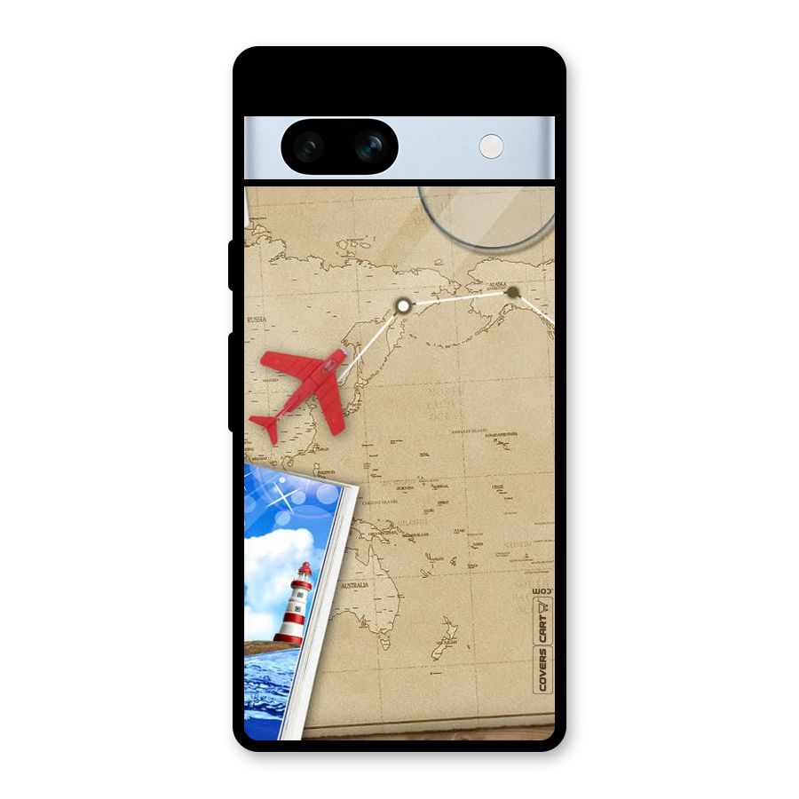 Summer Travel Glass Back Case for Google Pixel 7a
