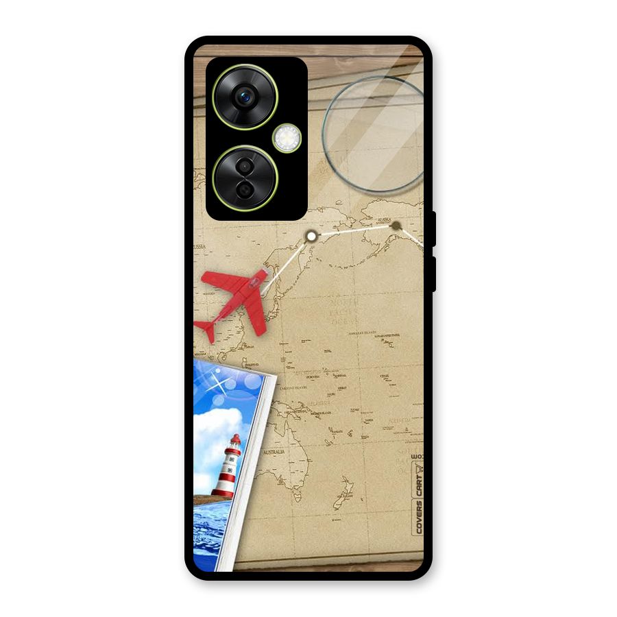 Summer Travel Glass Back Case for OnePlus Nord CE 3 Lite