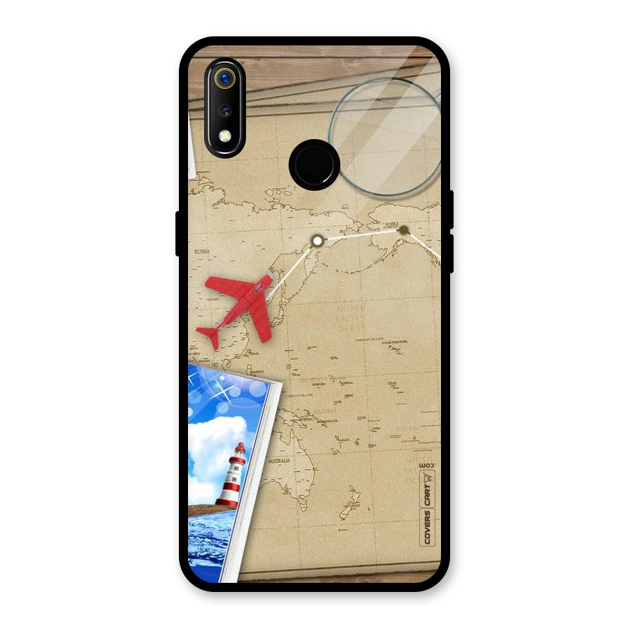 Summer Travel Glass Back Case for Realme 3