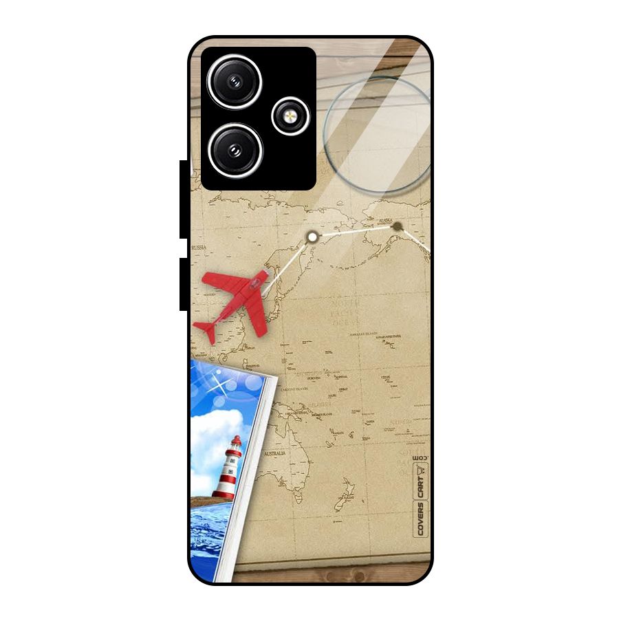 Summer Travel Glass Back Case for Redmi 12 5G