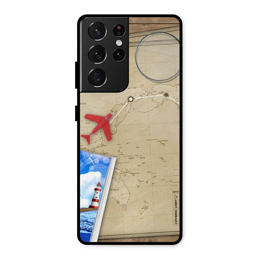 Summer Travel Metal Back Case for Galaxy S21 Ultra 5G