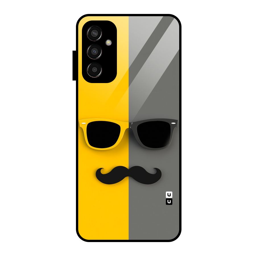 Sunglasses and Moustache Glass Back Case for Galaxy F13