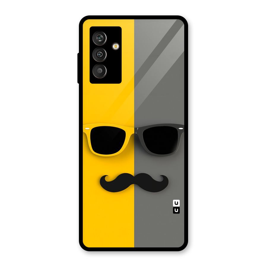 Sunglasses and Moustache Glass Back Case for Galaxy M13