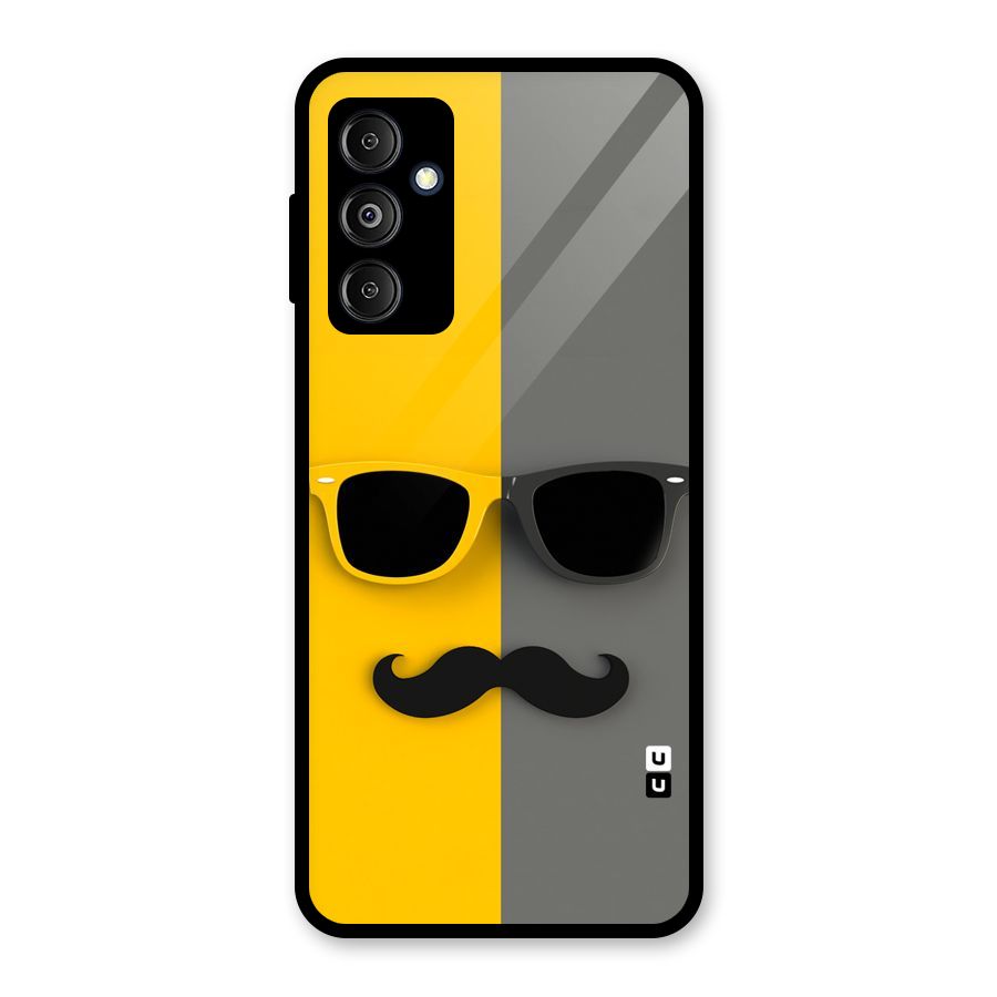 Sunglasses and Moustache Glass Back Case for Galaxy M14 5G