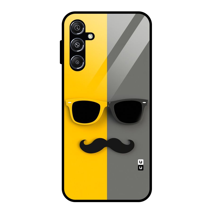 Sunglasses and Moustache Glass Back Case for Galaxy M34 5G