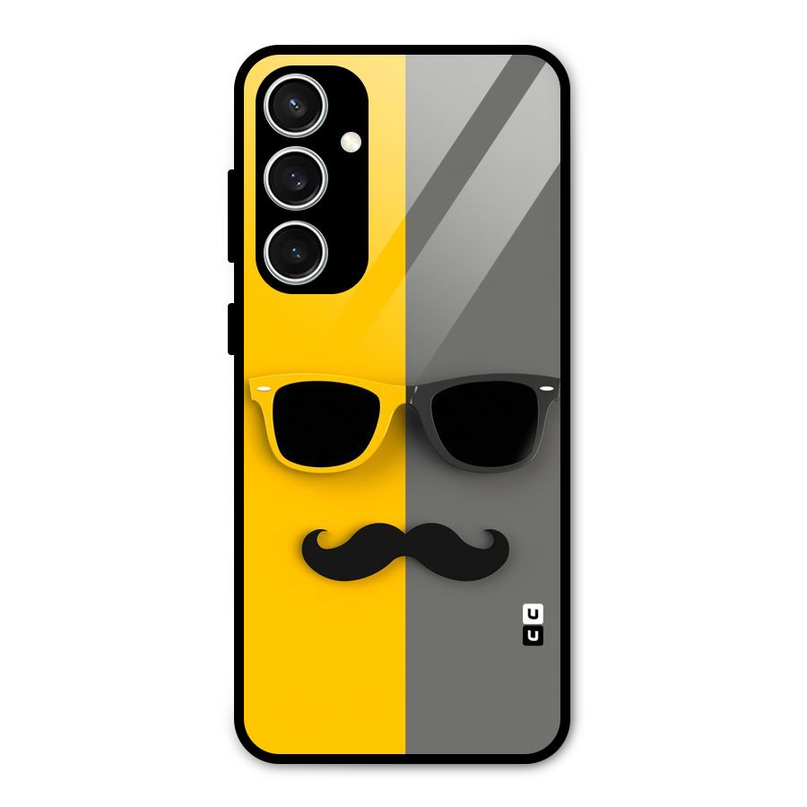 Sunglasses and Moustache Glass Back Case for Galaxy S23 FE