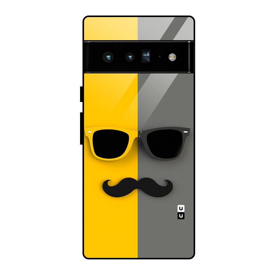 Sunglasses and Moustache Glass Back Case for Google Pixel 6 Pro