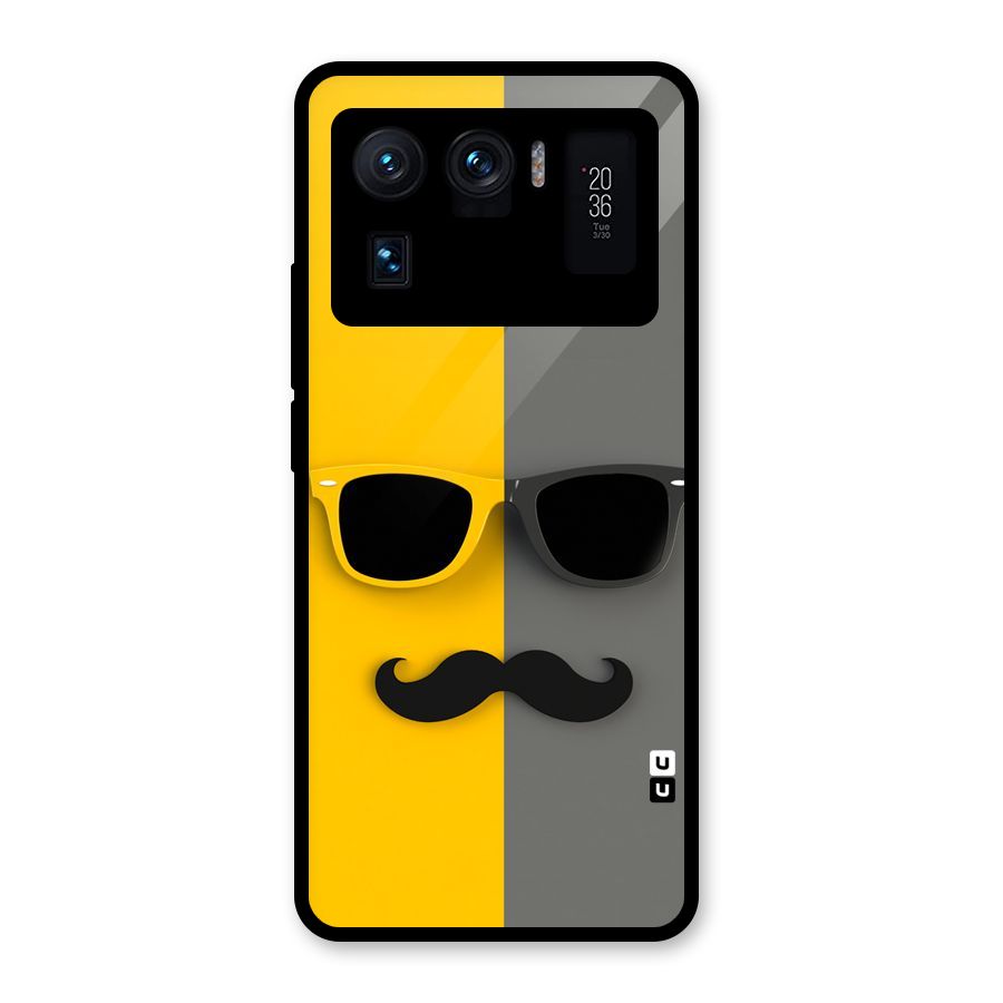 Sunglasses and Moustache Glass Back Case for Mi 11 Ultra