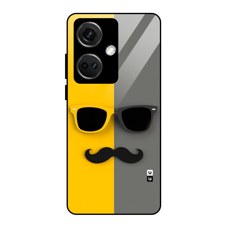 Sunglasses and Moustache Glass Back Case for OnePlus Nord CE 3 5G