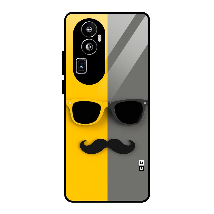 Sunglasses and Moustache Glass Back Case for Oppo Reno10 Pro Plus