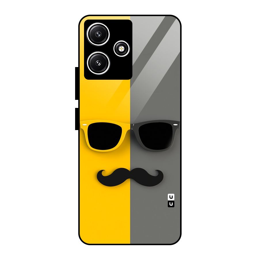 Sunglasses and Moustache Glass Back Case for Redmi 12 5G