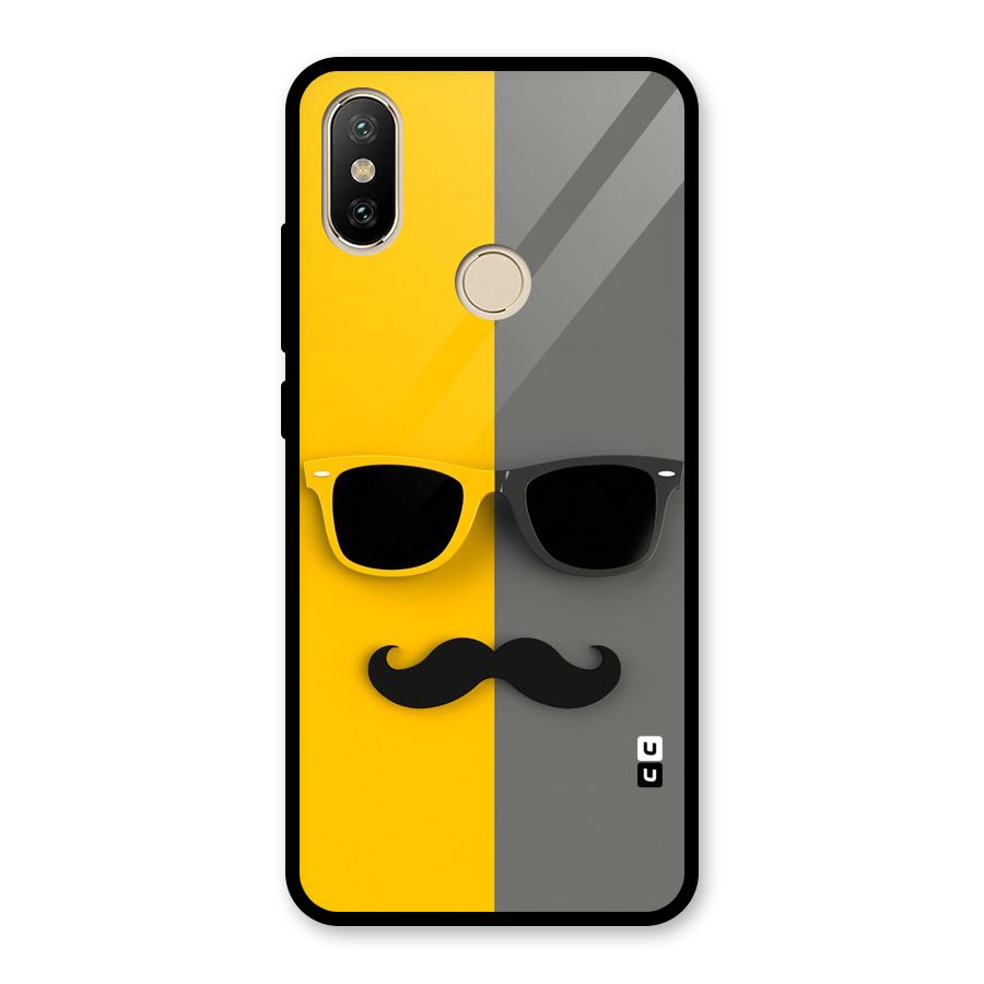 Sunglasses and Moustache Glass Back Case for Redmi A2