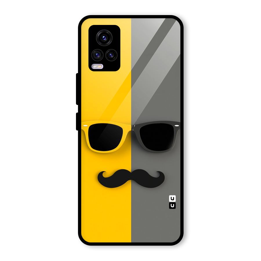 Sunglasses and Moustache Glass Back Case for Vivo V20 2021