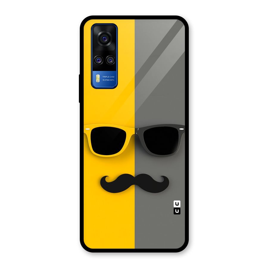 Sunglasses and Moustache Glass Back Case for Vivo Y31