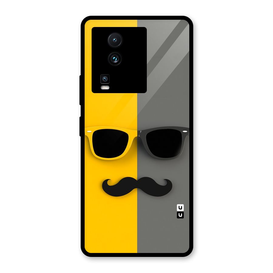 Sunglasses and Moustache Glass Back Case for Vivo iQOO Neo 7