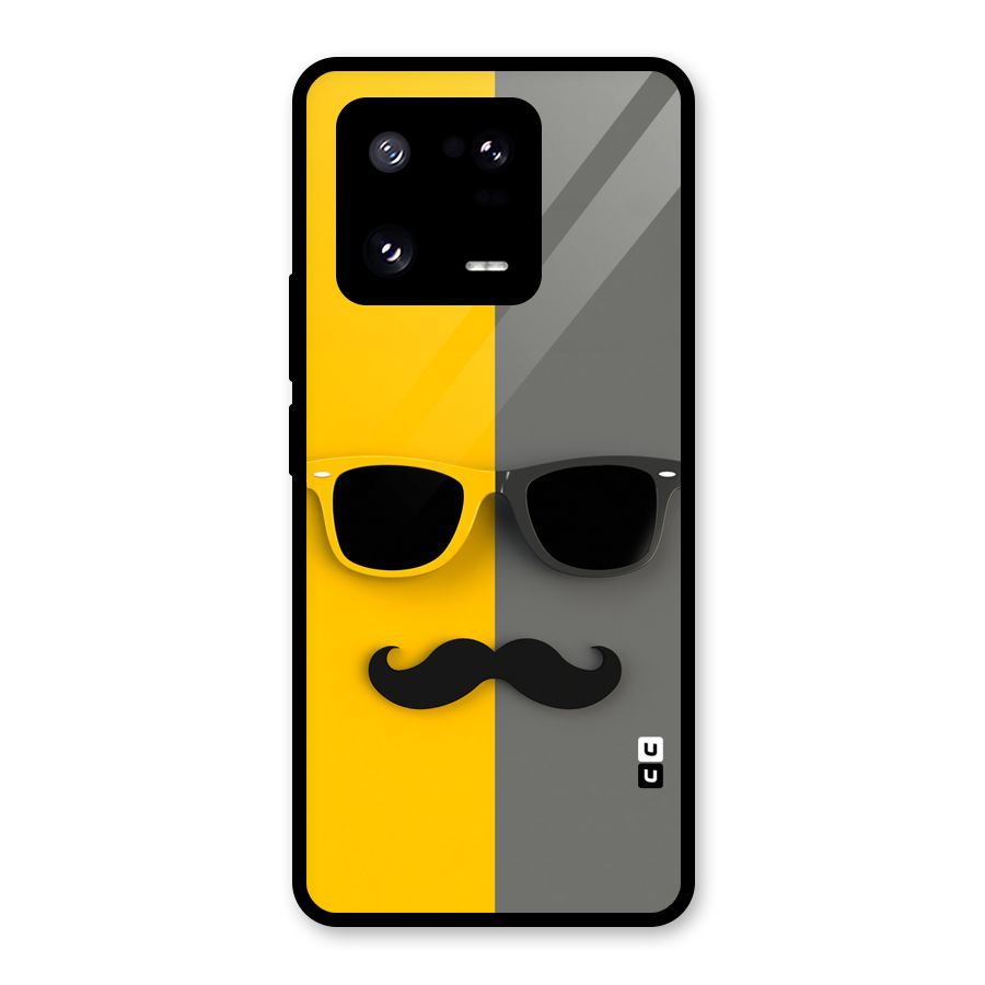 Sunglasses and Moustache Glass Back Case for Xiaomi 13 Pro