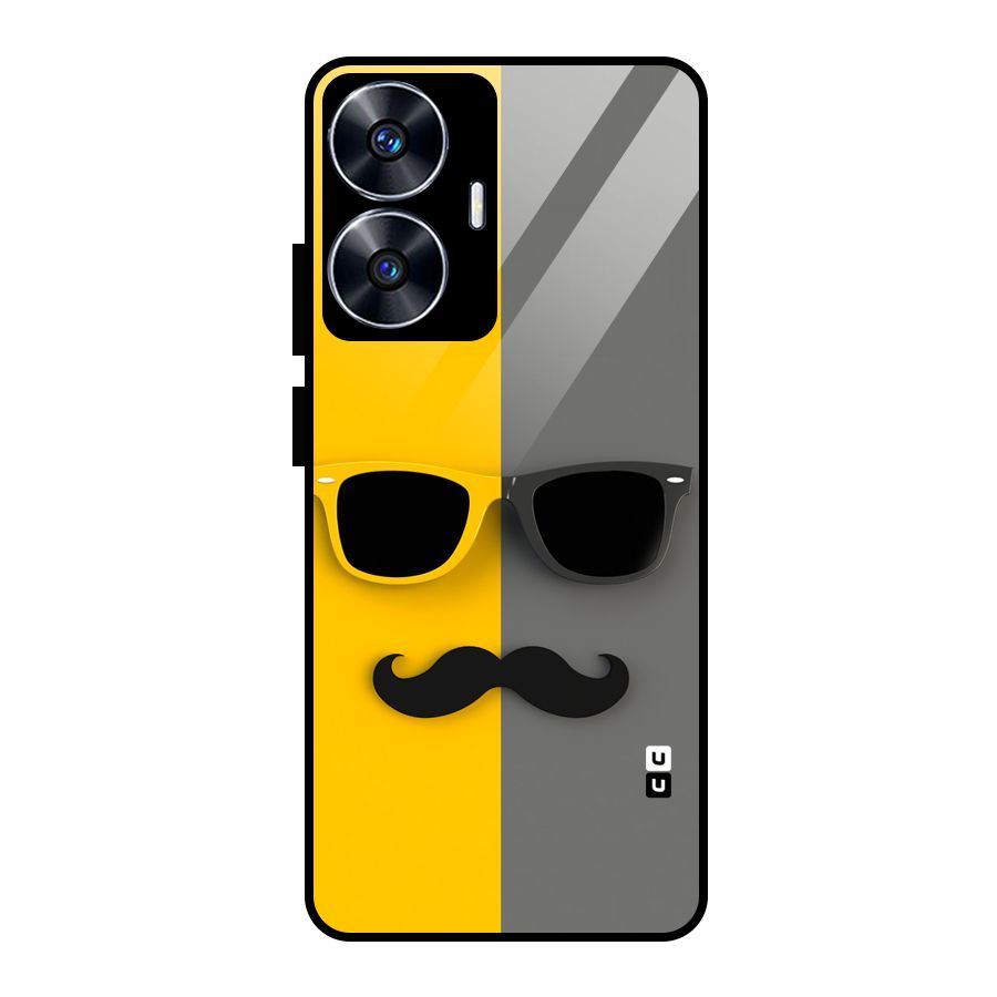Sunglasses and Moustache Glass Back Case for realme C55