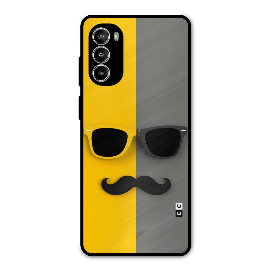 Sunglasses and Moustache Metal Back Case for Moto G52