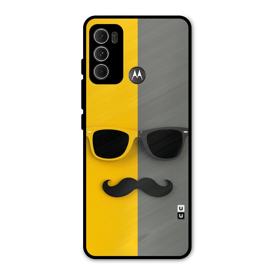 Sunglasses and Moustache Metal Back Case for Moto G60