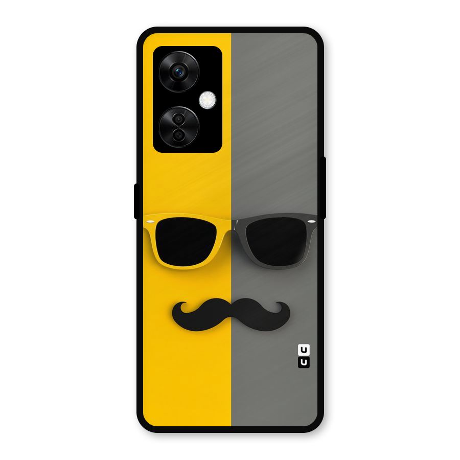 Sunglasses and Moustache Metal Back Case for OnePlus Nord CE 3 Lite