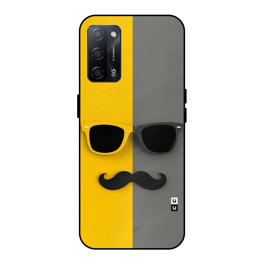 Sunglasses and Moustache Metal Back Case for Oppo A53s 5G