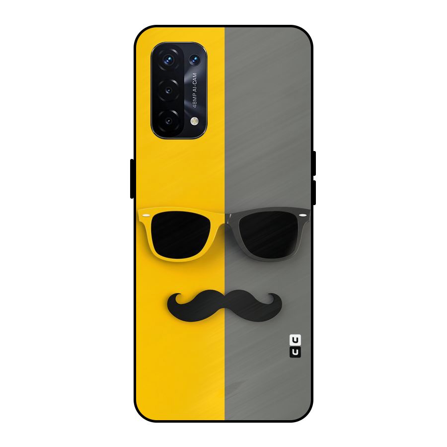 Sunglasses and Moustache Metal Back Case for Oppo A74 5G