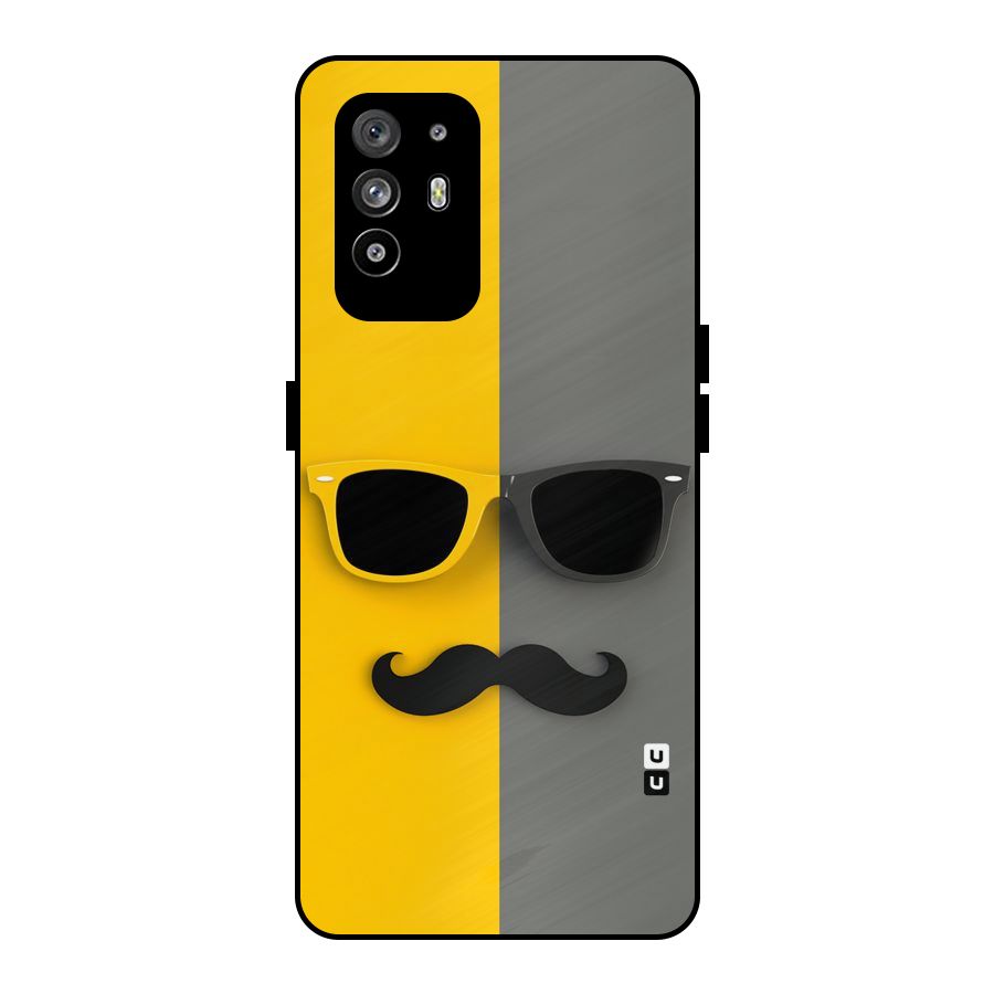 Sunglasses and Moustache Metal Back Case for Oppo F19 Pro Plus 5G