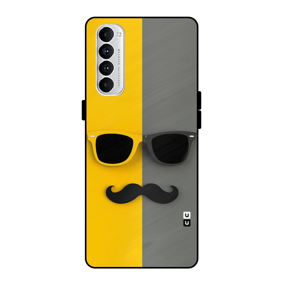 Sunglasses and Moustache Metal Back Case for Oppo Reno4 Pro