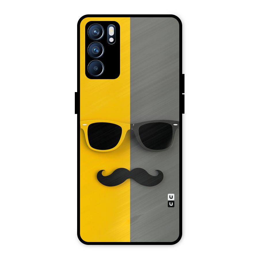 Sunglasses and Moustache Metal Back Case for Oppo Reno6 5G