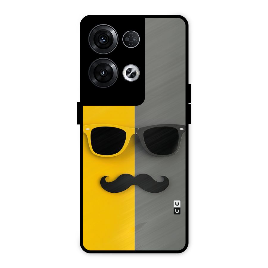Sunglasses and Moustache Metal Back Case for Oppo Reno8 Pro 5G