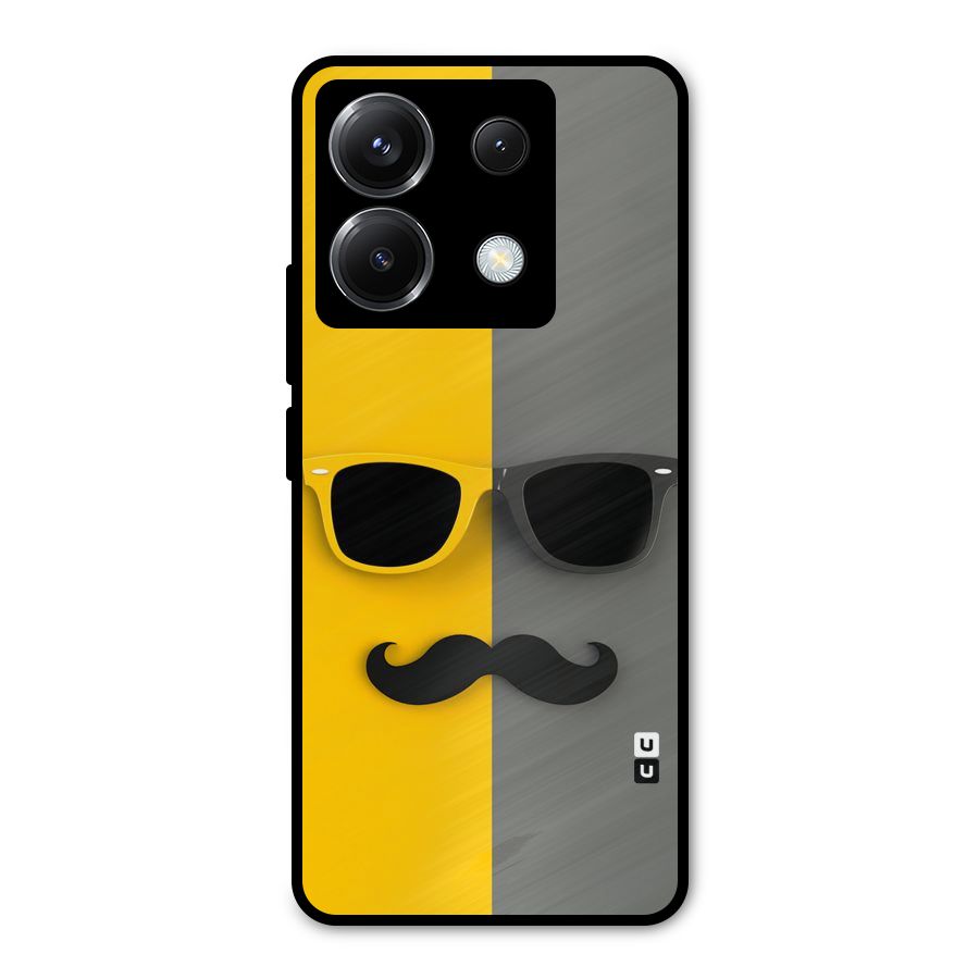 Sunglasses and Moustache Metal Back Case for Poco X6