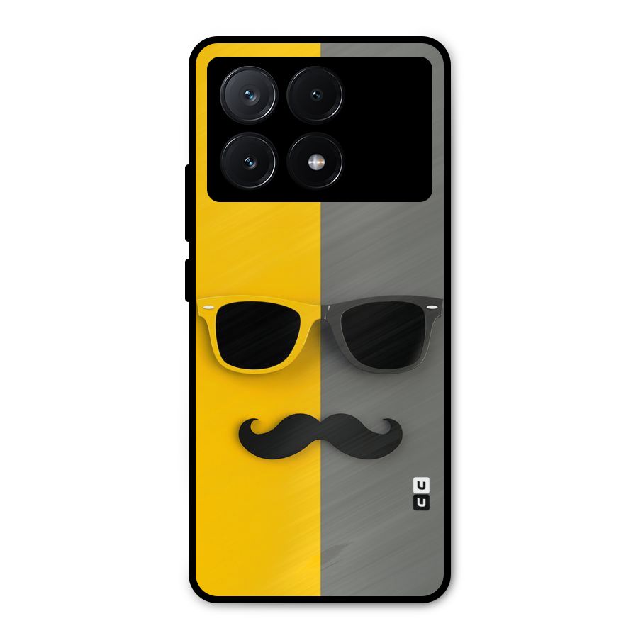 Sunglasses and Moustache Metal Back Case for Poco X6 Pro