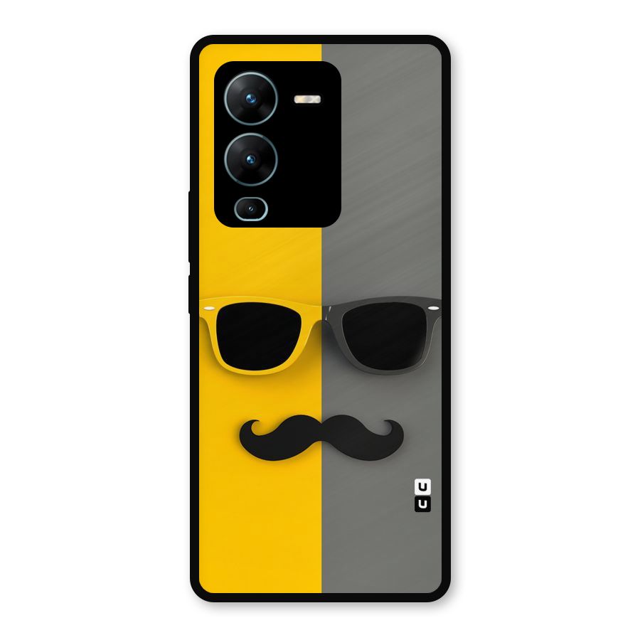 Sunglasses and Moustache Metal Back Case for Vivo V25 Pro