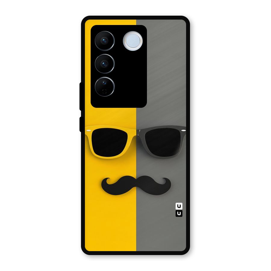Sunglasses and Moustache Metal Back Case for Vivo V27