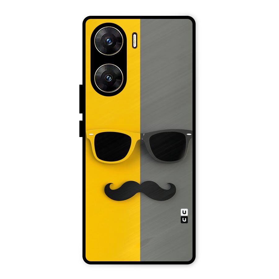 Sunglasses and Moustache Metal Back Case for Vivo V29e