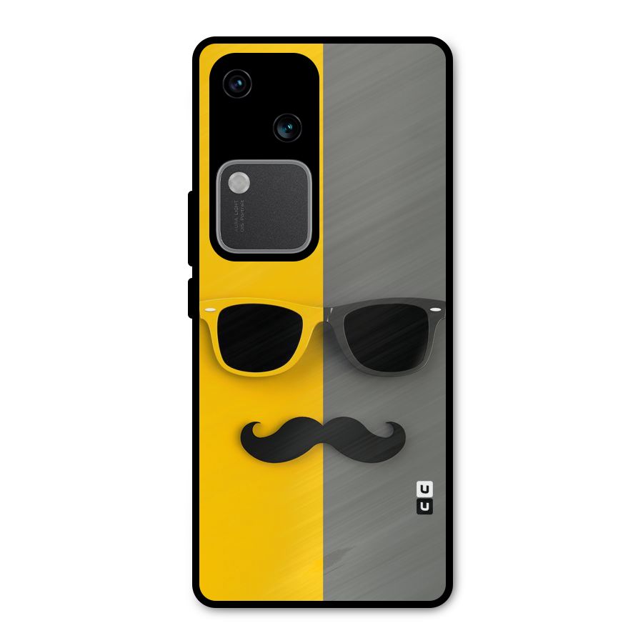 Sunglasses and Moustache Metal Back Case for Vivo V30