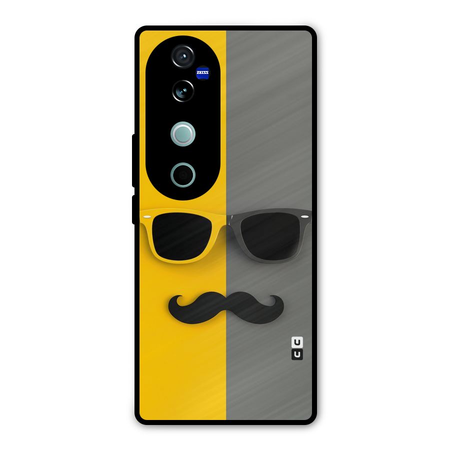 Sunglasses and Moustache Metal Back Case for Vivo V40