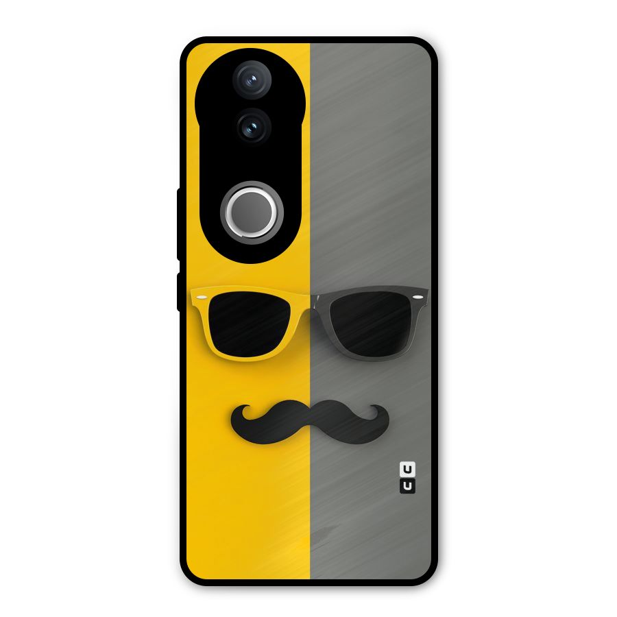 Sunglasses and Moustache Metal Back Case for Vivo V50e