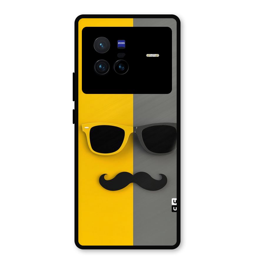 Sunglasses and Moustache Metal Back Case for Vivo X80