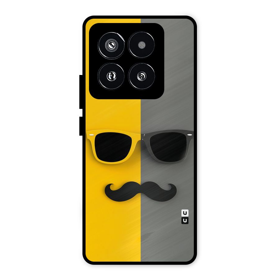 Sunglasses and Moustache Metal Back Case for Xiaomi 14 Pro