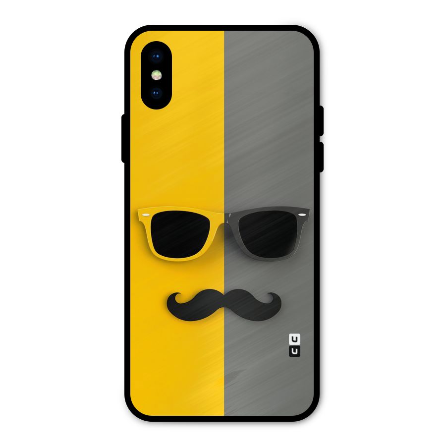 Sunglasses and Moustache Metal Back Case for iPhone XS