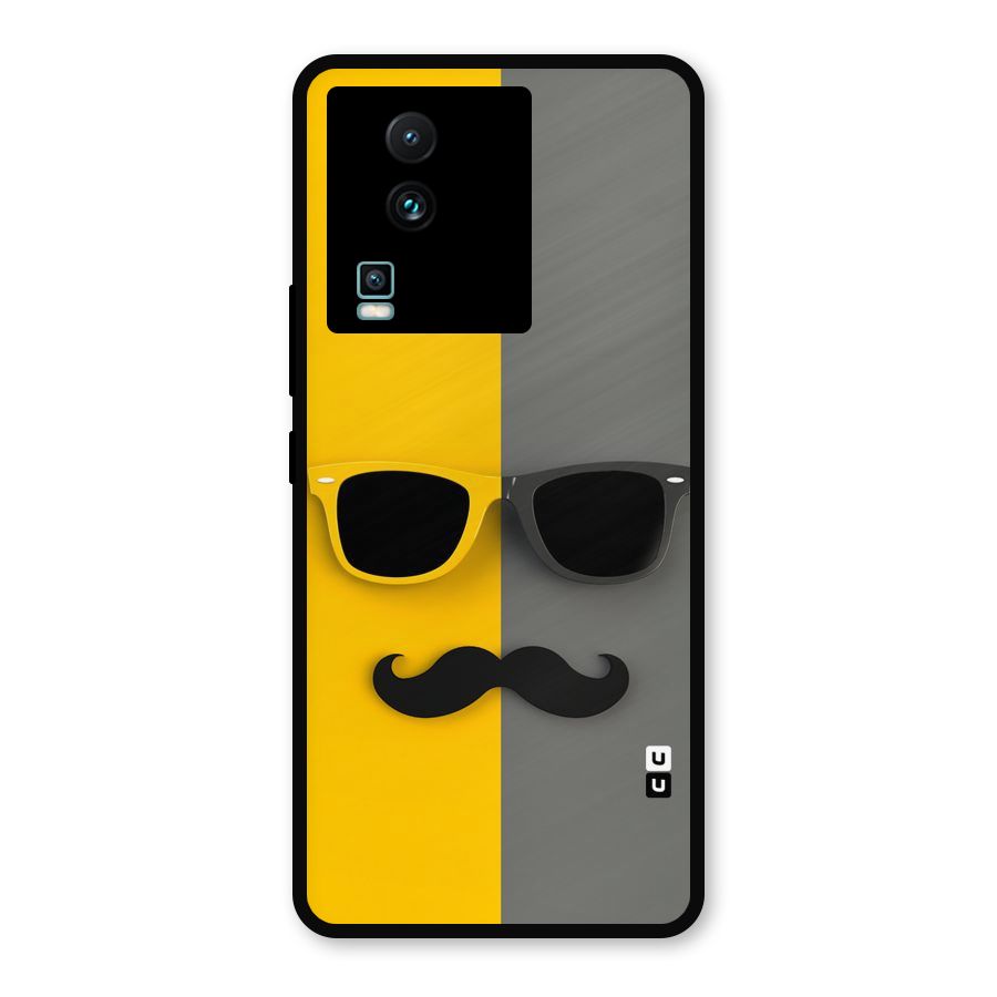 Sunglasses and Moustache Metal Back Case for iQOO Neo 7 Pro