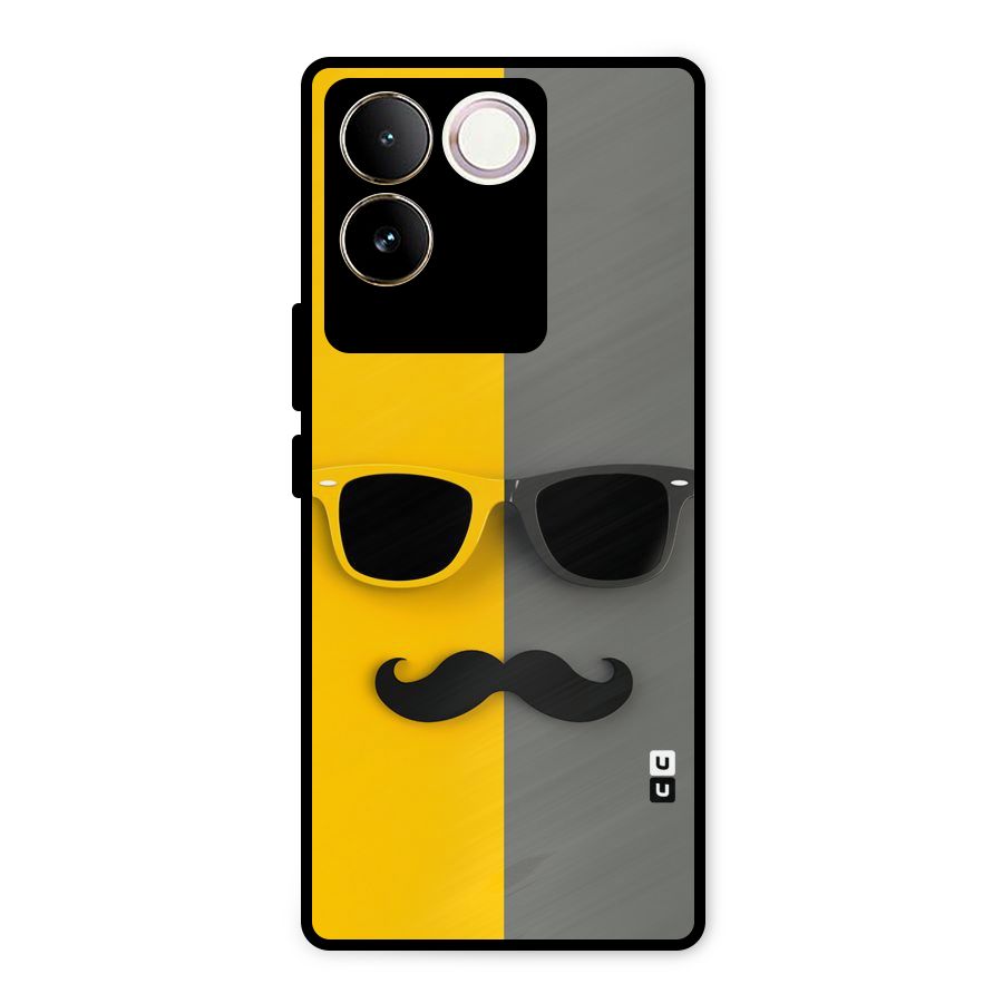 Sunglasses and Moustache Metal Back Case for iQOO Z7 Pro