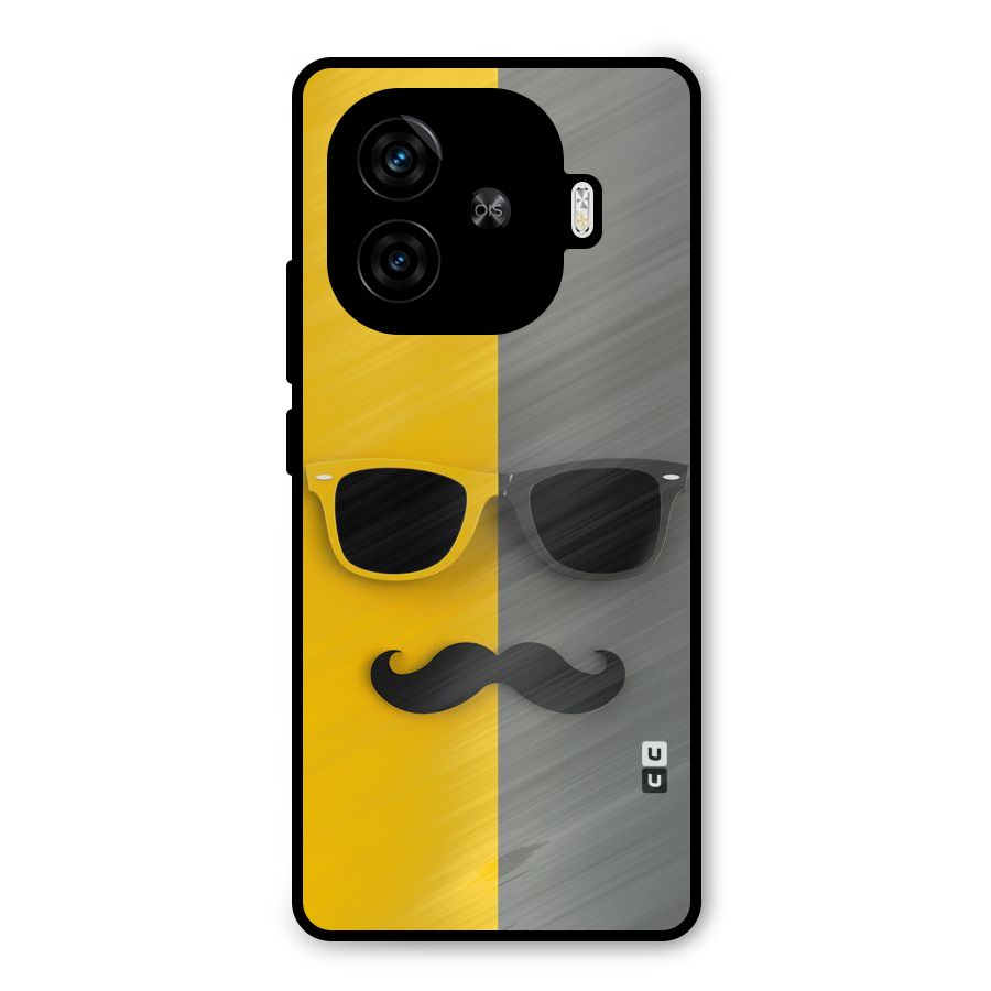Sunglasses and Moustache Metal Back Case for iQOO Z9 Turbo