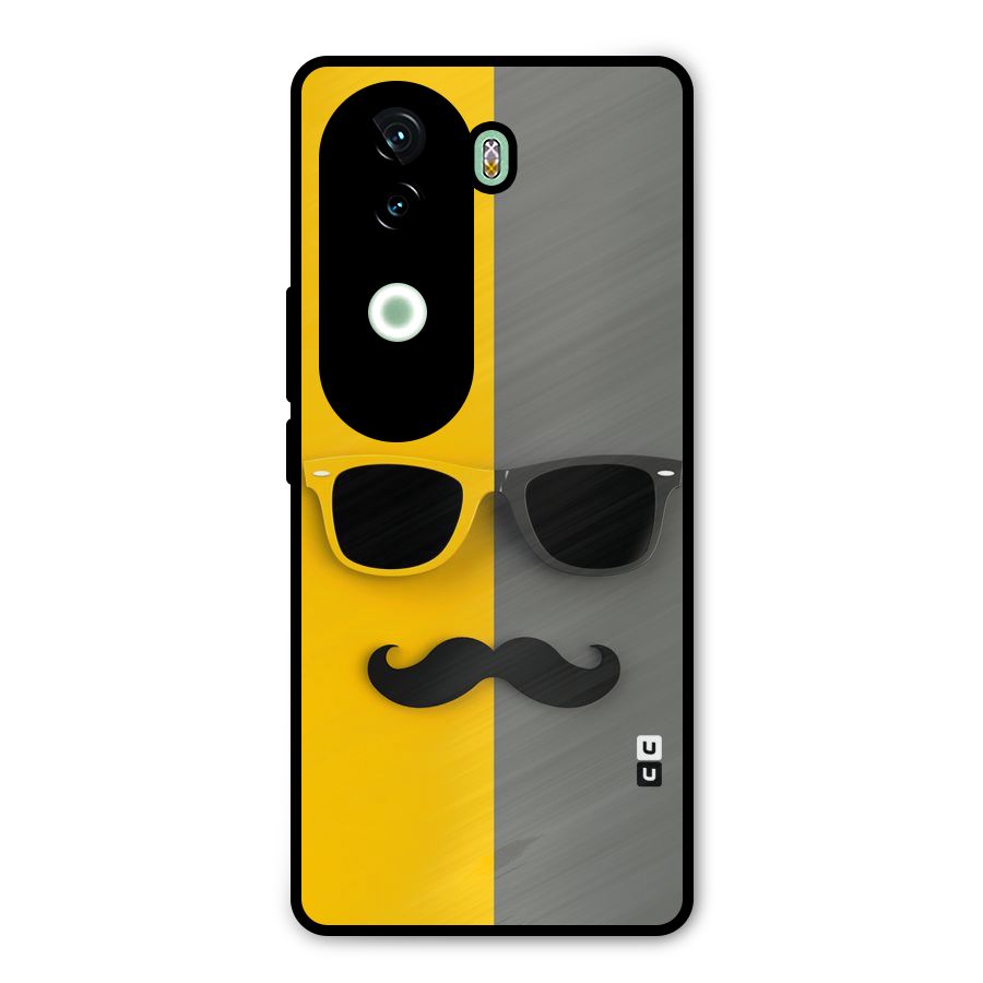 Sunglasses and Moustache Metal Back Case for iQOO Z9s